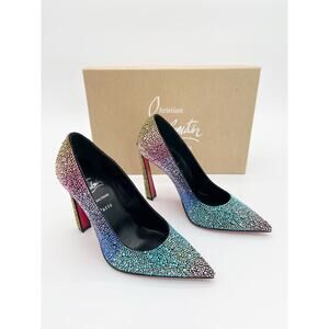 New Christian Louboutin Condora Strass Rainbow Crystal 100 Stiletto Heels EU 36
